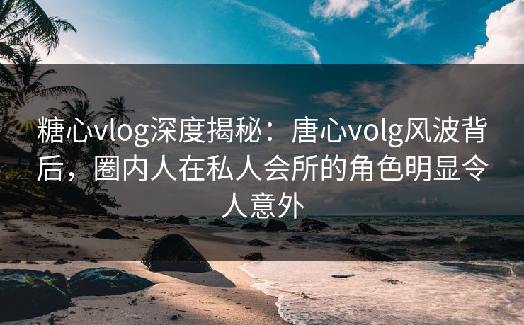 糖心vlog深度揭秘：唐心volg风波背后，圈内人在私人会所的角色明显令人意外