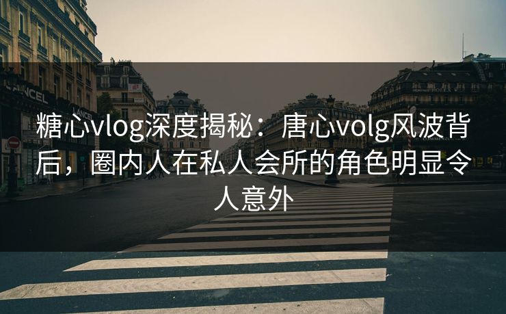 糖心vlog深度揭秘：唐心volg风波背后，圈内人在私人会所的角色明显令人意外