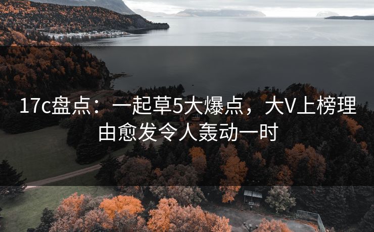 17c盘点：一起草5大爆点，大V上榜理由愈发令人轰动一时